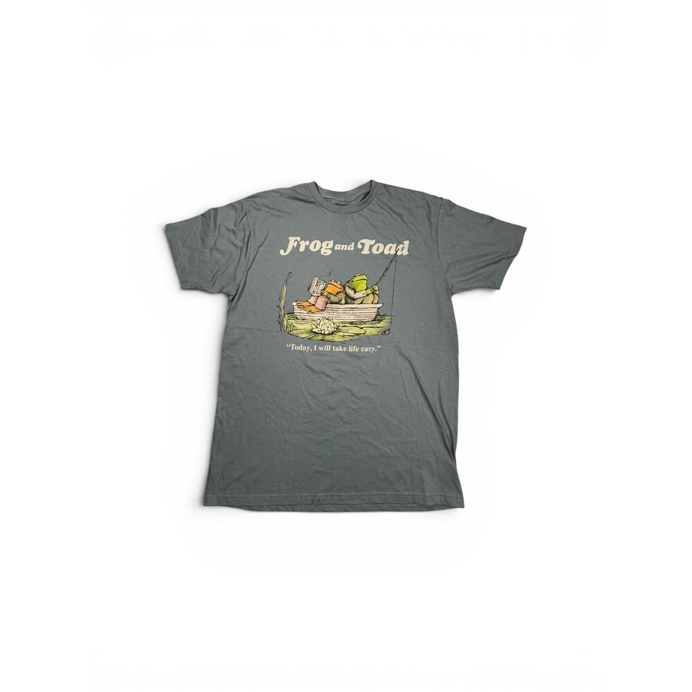 Frog and Toad Graphic T-Shirt Medium Blue Vintage Style Book Tee Relaxed Fit